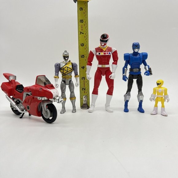 Bandi Power‎ Rangers Action Figure Lot Dino Space & Beast Blue Red Silver W Bike - Picture 2 of 8